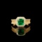 14k Gold 1.48 Ctw Vivid Green Natural Emerald & Diamond Ring