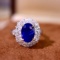 14k Gold 4.13 Ctw Natural Sapphire & Diamond Ring