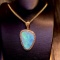 14k Gold 4.07 Ct Natural Opal & Diamond Pendant