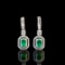 14k Gold 2.17 Ctw Vivid Green Natural Emerald & Diamond Earrings