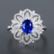 14k Gold 1.61 Ctw Natural Sapphire & Diamond Ring