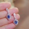 14k Gold 1.06 Ctw Natural Sapphire & Diamond Earrings