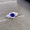14k Gold 2.37 Ctw Vivid Blue Natural Sapphire & Diamond Ring
