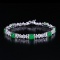 14k Gold 5.63 Ctw Vivid Green Natural Emerald & Diamond Bracelet