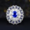 14k Gold 1.50 Ctw Natural Sapphire & Diamond Ring