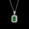 14k Gold 1.71 Ctw Natural Emerald & Diamond Pendant
