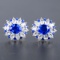 14k Gold 2.60 Ctw Vivid Blue Natural Sapphire & Sapphire Earrings