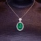 14k Gold 16.9 Ct Vivid Green Natural Emerald & Diamond Pendant