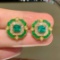 14k Gold 2.5 Ct Vivid Green Natural Emerald & Diamond Earrings