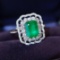 14k Gold 2.03 Ctw Vivid Green Natural Emerald & Diamond Ring