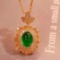 14k Gold 1.78 Ctw Vivid Green Natural Emerald & Diamond Pendant