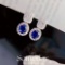 14k Gold 1.20 Ctw Vivid Blue Natural Sapphire & Diamond Earrings