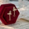 14k Gold 0.8 Ctw Vivid Red Natural Ruby & Diamond & Butterfly Earrings