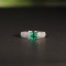 14k Gold 0.82 Ct Vivid Green Natural Emerald & Diamond Ring