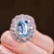 14k Gold 5.99 Ctw Natural Aquamarine & Diamond Ring