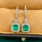 14k Gold 1.46 Ctw Vivid Green Natural Emerald & Diamond Earrings