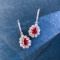 14k Gold 2.91 Ctw Natural Ruby & Diamond Earrings