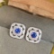 14k Gold 1.27 Ctw Natural Sapphire & Diamond Earrings