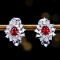 14k Gold 1.37 Ctw Natural Ruby & Diamond Earrings