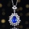 14k Gold 3.44 Ctw Natural Sapphire & Diamond Pendant