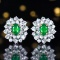 14k Gold 5.53 Ctw Vivid Green Natural Emerald & Sapphire Earrings