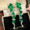 14k Gold 3.20 Ctw Vivid Green Natural Emerald & Diamond Earrings