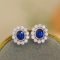 14k Gold 2.18 Ctw Natural Sapphire & Diamond Earrings