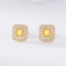 14k Gold 0.75 Ctw Natural Yellow Diamond & Diamond Earrings