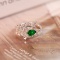 14k Gold 1.03 Ctw Vivid Green Natural Emerald & Diamond Ring