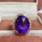 14k Gold 9.18 Ct Natural Amethyst & Diamond Ring
