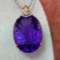 14k Gold 32.69 Ct Natural Amethyst & Diamond Pendant