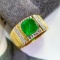 14k Gold 2.2 Ct Vivid Green Natural Emerald & Diamond Ring