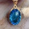 14k Gold 25.2 Ct Natural Topaz & Diamond Pendant