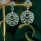 14k Gold 2.61 Ctw Vivid Green Natural Emerald & Diamond Earrings