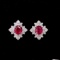 14k Gold 1.10 Ct Vivid Red Natural Ruby & Diamond Earrings