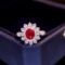 14k Gold 0.88 Ct Vivid Red Natural Ruby & Diamond Ring