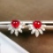 14k Gold 1.48 Ctw Natural Ruby & Diamond Earrings