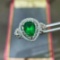 14k Gold 2.12 Ctw Vivid Green Natural Emerald & Diamond Ring