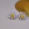 14k Gold 1.30 Ct Natural Color Diamond & Flowers Earrings