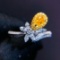 14k Gold 0.26 Ct Natural Yellow Diamond & Diamond Ring