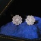 14k Gold 0.9 Ct Natural H Diamond & Flowers Earrings