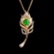 14k Gold 0.48 Ctw Vivid Green Natural Emerald & Diamond Brooch/pendant