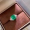 14k Gold 3.70 Ctw Vivid Green Natural Emerald & Diamond Ring