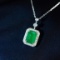 14k Gold 1.59 Ctw Vivid Green Natural Emerald & Diamond Necklace