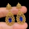 14k Gold 2.8 Ct Natural Sapphire & Diamond Earrings