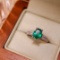 14k Gold 2.52 Ctw Vivid Green Natural Emerald & Diamond Ring