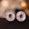 14k Gold 1.02 Ctw Vivid Red Natural Ruby & Diamond Earrings