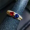 14k Gold 0.64 Ct Natural Ruby & Sapphire & Diamond Ring