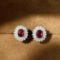 14k Gold 1.35 Ctw Vivid Red Natural Ruby & Diamond Earrings