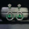 14k Gold 1.45 Ctw Vivid Green Natural Emerald & Diamond Earrings